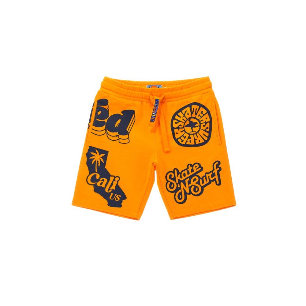 Original Marines, Italy – SKATE & SURF 100% COTTON FLEECE SHORTS IN ORANGE
